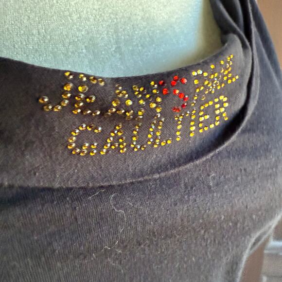 Y2K Vintage JEAN'S PAUL GAULTIER | Black Cowl Neck Bling Midi Dress | Small - Picture 8 of 10